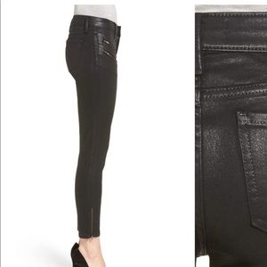 TROUVE Black Coated Moto Skinny Jeans Size 25